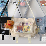 Weiyinxing Nylon Crossbody Bags for Women Solid Color Tote Shoulder Bag Large Capacity Youth Fashion Handbag Messenger Schoolbag
