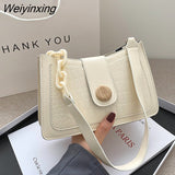 Weiyinxing Pattern Handbag for Women 2023 Candy Color Chain Ladies Small Shoulder Bags Fashion Design Leather Armpit Bag