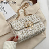 Weiyinxing color Flap Armpit bag 2023 Winter New High-quality Woolen Women's Designer Handbag Chain Shoulder Messenger Bag Purses