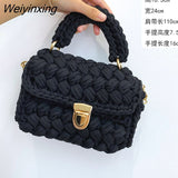 Weiyinxing Rope Woven Women Handbags Designer Knitting Chains Shoulder Crossbody Bag Casual Lady Hand Bags Small Flap Purses 2023