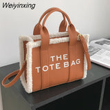 Weiyinxing Bag for Women Winter Designer Lamb Wool PU Fashion Letters Handbags Women's Luxury Shoulder Crossbody Bags Handbag Totes