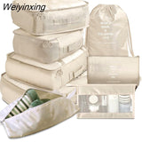 Weiyinxing Set Packing Cubes Organizer Bags For Travel Storage Makeup Luggage Drawstring Bag Bathroom Organizer Clothes Storage