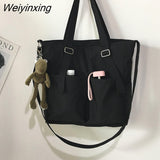 Weiyinxing Oxford Large Capacity Canvas Girl Shoulder Hand Bucket Bag Basket Female Crossbody Bags for Women Casual Tote Purses