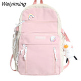 Weiyinxing High Capacity Fashion Big Student Backpack Badge Rucksack Girls School Bag Women Backpack Female Cute Leisure Travel Mochila
