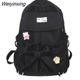 Weiyinxing Style Women Sweet Backpack Large Capacity Open Pockets Kawaii Female Bow School Bags for Teenager Girls Travel Backpacks