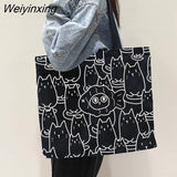 Weiyinxing Women Canvas Shopping Bags Eco Reusable Foldable Shoulder Bags Large Capacity Handbags for Groceries 2023 Dropshipping