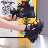 Weiyinxing Platform Sandals Women 2023 Summer High Heels Sexy Open-toed Chunky Sandals Wedge Shoes Ladies Beach Black Sandalia