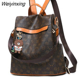 Weiyinxing Soft Girls School Backpack Fashion Panda Prints PU Leather Anti-theft Backpack Luxury Leisure Chic Bookbag Travel Backpack 911