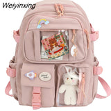 Weiyinxing Cute Women Backpacks Waterproof Multi-Pocket Nylon School Backpack for Student Female Girls Kawaii Laptop Book Pack Mochilas