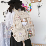 Weiyinxing Cute Women Multi-Pocket Nylon Backpack Ins Junior High School Student School Bag Female Girl Backpack Laptop Book