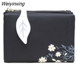 Weiyinxing New PU Leather Women's Short Wallet Small Fresh Korean Zipper Folding Coin Purse Multifunctional Buckle 2 Fold Card Holder 911