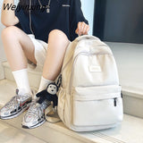 Weiyinxing New Fashion Nylon Backpack High Quality Women Book Bag Female Solid Color Big Schoolbag Teenage Girl Lovely Laptop Backpack