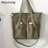 Weiyinxing Oxford Large Capacity Canvas Girl Shoulder Hand Bucket Bag Basket Female Crossbody Bags for Women Casual Tote Purses