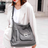 Weiyinxing Leather Luxury Handbags women bags designer Multifunction Shoulder Bags for Women Luxury Soft Large Capacity Casual Tote Bag
