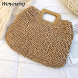 Weiyinxing rattan large capacity tote for women wicker woven wooden handbags summer beach straw bag lady big purses travel sac 2023