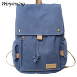 Weiyinxing Women's Fashion Beige Canvas Backpack Men's Contrast Travel Bag College Girl's Schoolbag Laptop Bag Student Mochila 2023 New
