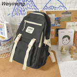 Weiyinxing New Solid Color Waterproof Nylon Women Backpack Female Classic Insert Buckle Travel Bag Teenage Girls Portable Schoolbag