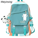 Weiyinxing Colorful Striped Women Backpack Female Waterproof Patchwork School Bag Travel Rucksack Teenage Girls Cute Backpacks Students
