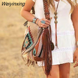 Weiyinxing Tassel Women Shoulder Bags Designer Handbags Luxury Canvas Crossbody Bag National Large Capacity Tote Big Shopper Bag