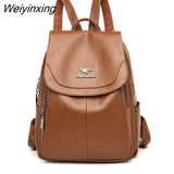 Weiyinxing Women Backpack Leather Leisure School Bags For Teenager Girls Lady Fashion Shoulder Bags High Quality Lady Travel Backpack