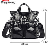 Weiyinxing Fashion Rivet Letter Leather Women Handbag Luxury Brand Women Shoulder Bags Luxury Large Totes Designer Female Messenger bag