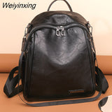 Weiyinxing Leather Famale Bag New Cowhide High Quality Travel Girls Backpack Korean Women Female Rucksack Leisure Student School Bag