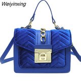 Weiyinxing For Women 2023 Designer Luxury Winter Velvet Top Brand Flap Hand Bag High Quality Women Crossbody Shoulder Bag Satchel