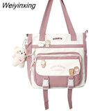 Weiyinxing New High School Girls Backpack Shoulder Bags Multi Pockets Waterproof School Bag Teenage Girls Kawaii Backpack Mochila