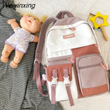 Weiyinxing New Waterproof Nylon Insert Buckle Women Backpack Female Cute Multi-pocket Travel Bag Schoolbag for Teenage Girls Book Bags
