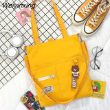 Weiyinxing Women Canvas Handbags Shoulder Bag Ladies Shopping Bags Cartoon Fabric Grocery Crossbody Messenger Tote Books Bags for Girls