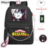 Weiyinxing Shoto Todoroki Boku No Hero Academia Book Bag Usb Charging Designer Backpack My Hero Academia Girls School Bag Mochila 0409