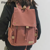 Weiyinxing Women's Fashion Beige Canvas Backpack Men's Contrast Travel Bag College Girl's Schoolbag Laptop Bag Student Mochila 2023 New