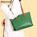 Weiyinxing Leather Large Capacity Tote Bag High Quality Soft Cow Leather Shoulder Messenger Bag For Women 2023Luxury Ladies Handbag
