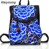 Weiyinxing National embroidery women shopping cover backpacks!Nice floral embroidered lady Bohemian Backrack Top-sale canvas backpack