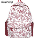 Weiyinxing Cartoon Printing Women Backpack Lady Nylon School Backpack for Student Female Girls Kawaii Laptop Book Pack Mochilas Cool
