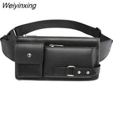 Weiyinxing New Waist Bag Men Leather Fanny Pack Chest Bag Male Casual Belt Bags Sling Crossbody Bum Bag Belly Waist Packs