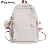 Weiyinxing Women Solid Color Nylon Backpack Bag School Book Backpack Girl Teenage Female Casual Travel Pink Large College Mochila Mujer