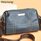 Weiyinxing Women Genuine Leather Handbags Luxury Designer 3 Layers Cow Leather Shoulder Crossbody Bags Ladies Large Capacity Messenger Bag