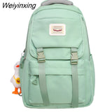 Weiyinxing Harajuku Girl Solid Color Women Backpack Korean Japanese Fashion Female Students Schoolbag Waterproof Nylon Travel Bag