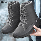 Weiyinxing Winter Work Boots Womens Shoes Comfort Waterproof Cotton Shoes Female Plus Warm Couple Snow Boots Outdoor Size 46 Black