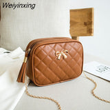 Weiyinxing Small Messenger Bag For Women 2023 Popular Lingge Embroidery Square Female Shoulder Bag Fashion Chain Ladies Crossbody Bags