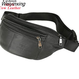 Weiyinxing Men Retro Genuine Leather Waist Bags High Quality Cowskin Strap Fanny Pack Casual Hip Purse Cowhide Travel Chest Bags
