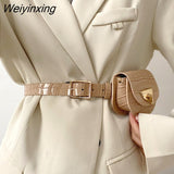 Weiyinxing Saddle Waist Bags for Women Designer Chains Fanny Pack Luxury Alligator Pu Leather Belt Bags Female Small Purses 2023