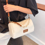 Weiyinxing Small Contrasting Colors PU Leather Bucket Crossbody Bags for Women 2023 Fashion Chain Shoulder Bag Lady Luxury Handbags