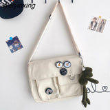 Weiyinxing Women Canvas Shoulder Bags For Youth Casual Ladies Large Capacity Crossbody Bags Solid Handbags Messenger Bags for Women
