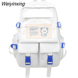 Weiyinxing Unisex Multiple Pocket Waterproof Nylon Backpack Large Capacity Insert Buckle Women Travel Bag Teenagers Kawaii Schoolbag
