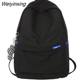 Weiyinxing Women Laptop Nylon Book Bag Trendy Lady Travel Student Backpack Girl School Solid Bag Kawaii Female College Backpack Fashion