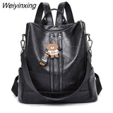 Weiyinxing New Women Leather Backpacks High Quality 2023 Female Vintage Backpack Travel Shoulder Bag Send pendant School Bags For Girls 0409