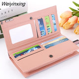 Weiyinxing Leather Fashion Women's Wallet Solid Color Zipper Long Wallet Simple Personality Women's Handbags Coin Purse Mobile Phone Bag