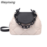Weiyinxing Bag 2023 PU Leather Quilted Padded Women's Designer Handbag Luxury Brand Chain Shoulder Crossbody Bags Bolsos Bandolera